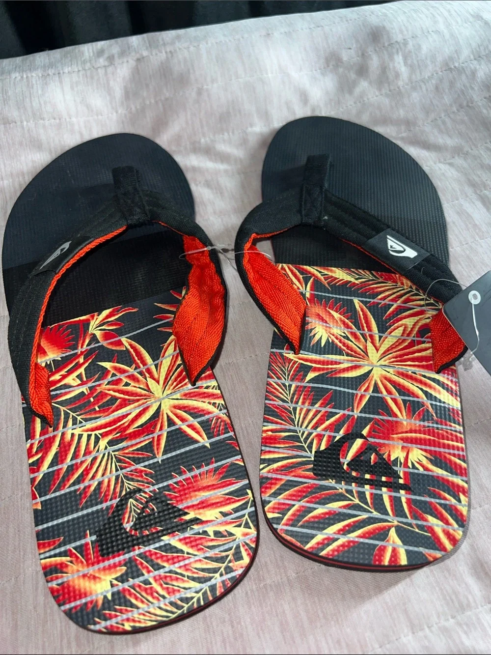 Quiksilver Palm Print Mens Flip Flops - Black & Red